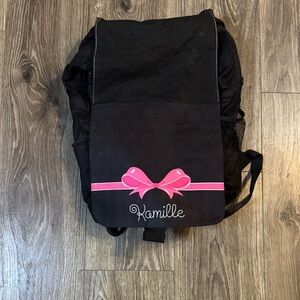 Black Backpack with Pink Bow Design